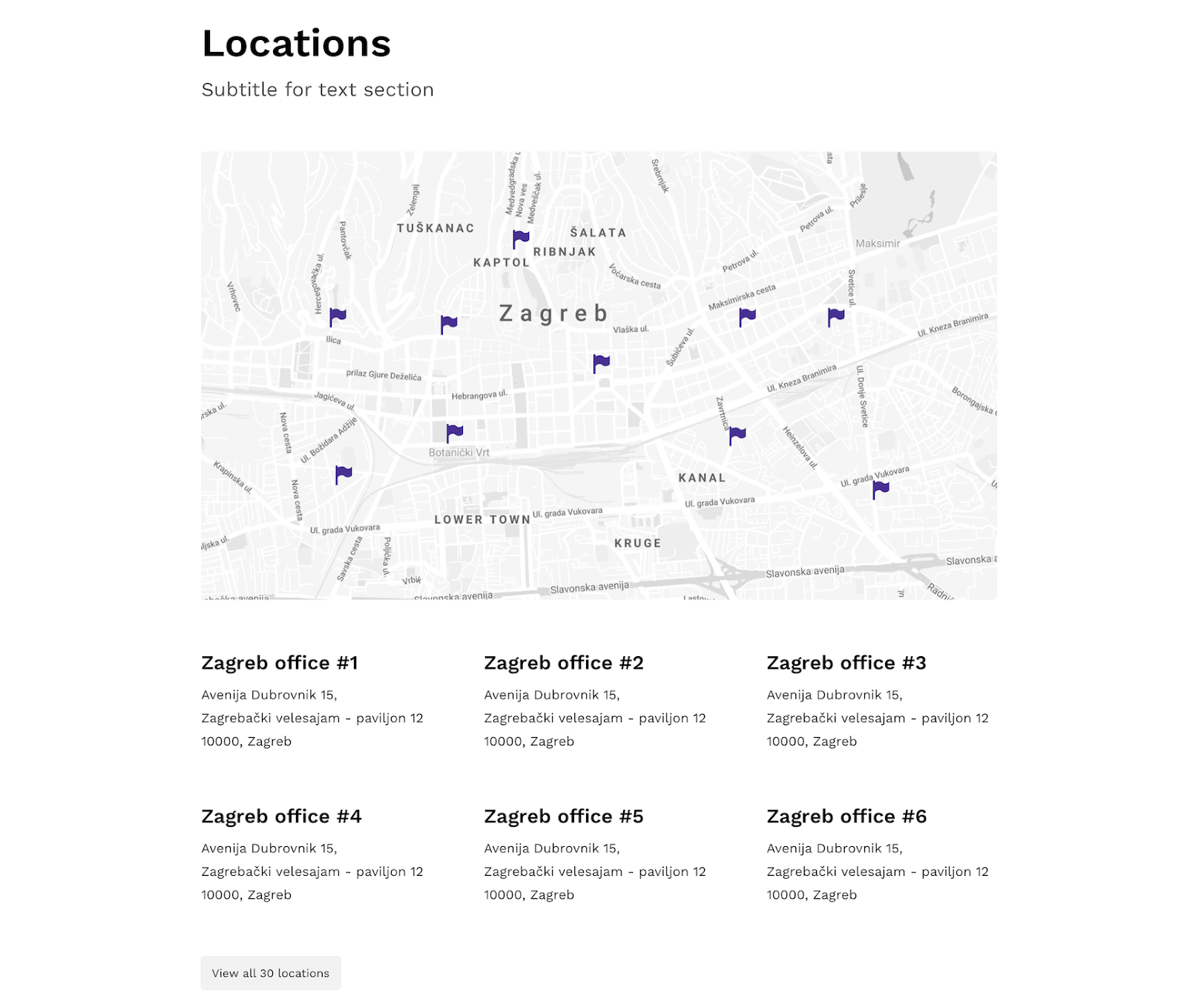location page on career site example